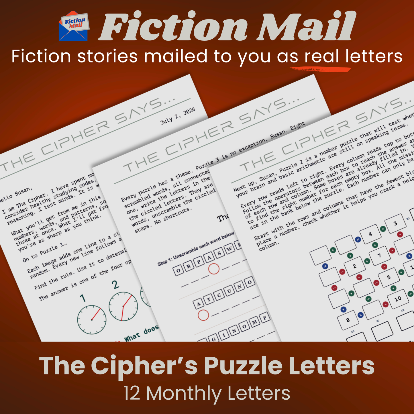 The Cipher's Puzzle Letters | Word, Number, and Logic Puzzles | 4 to 52 Letters