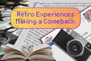 Retro experiences like listening to music on vinyl records, reading physical books, taking pictures with standalone cameras, and getting letters in the mail from Fiction Mail are making a comeback.