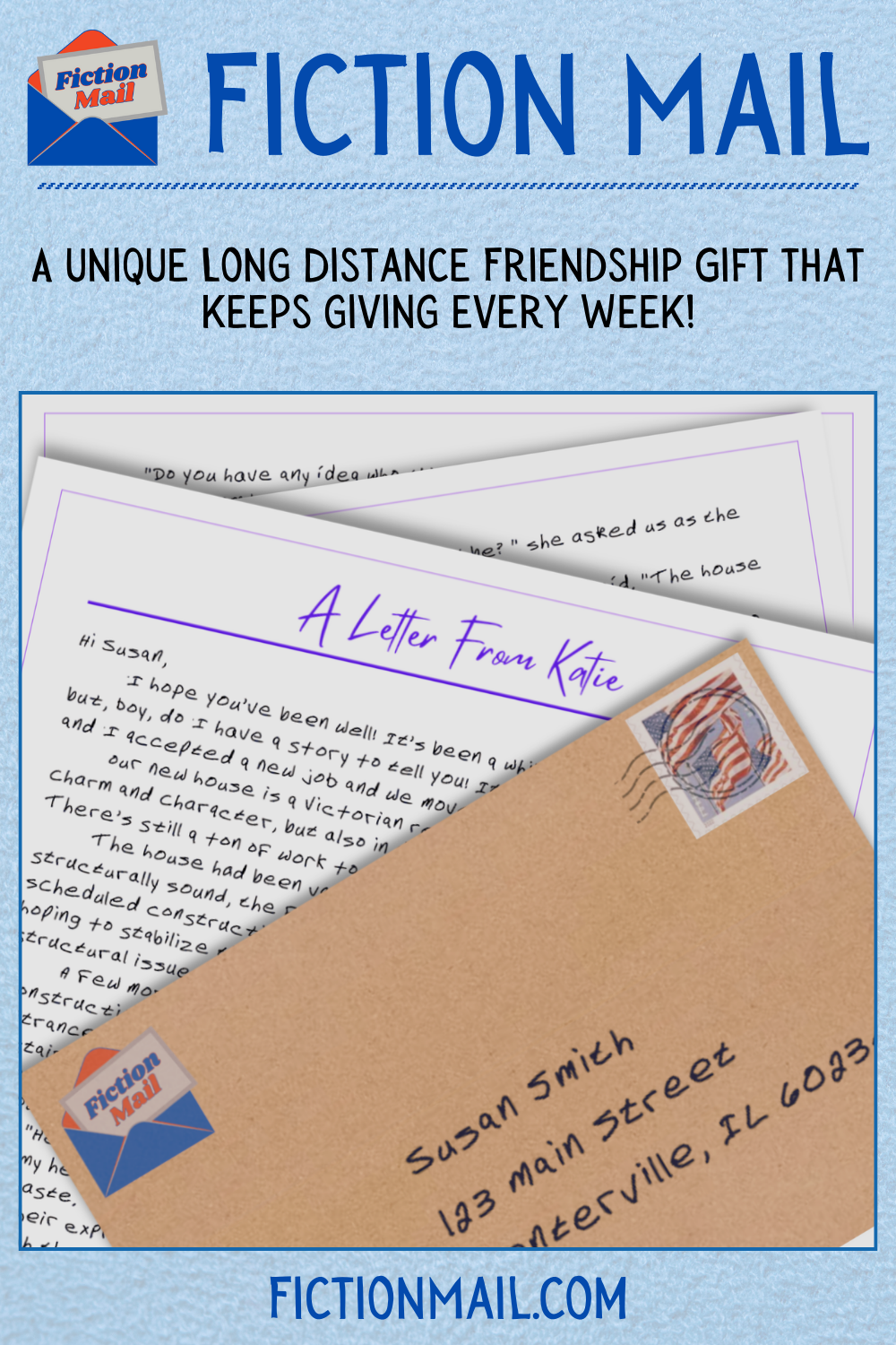 A unique long distance friendship gift: weekly fiction letters