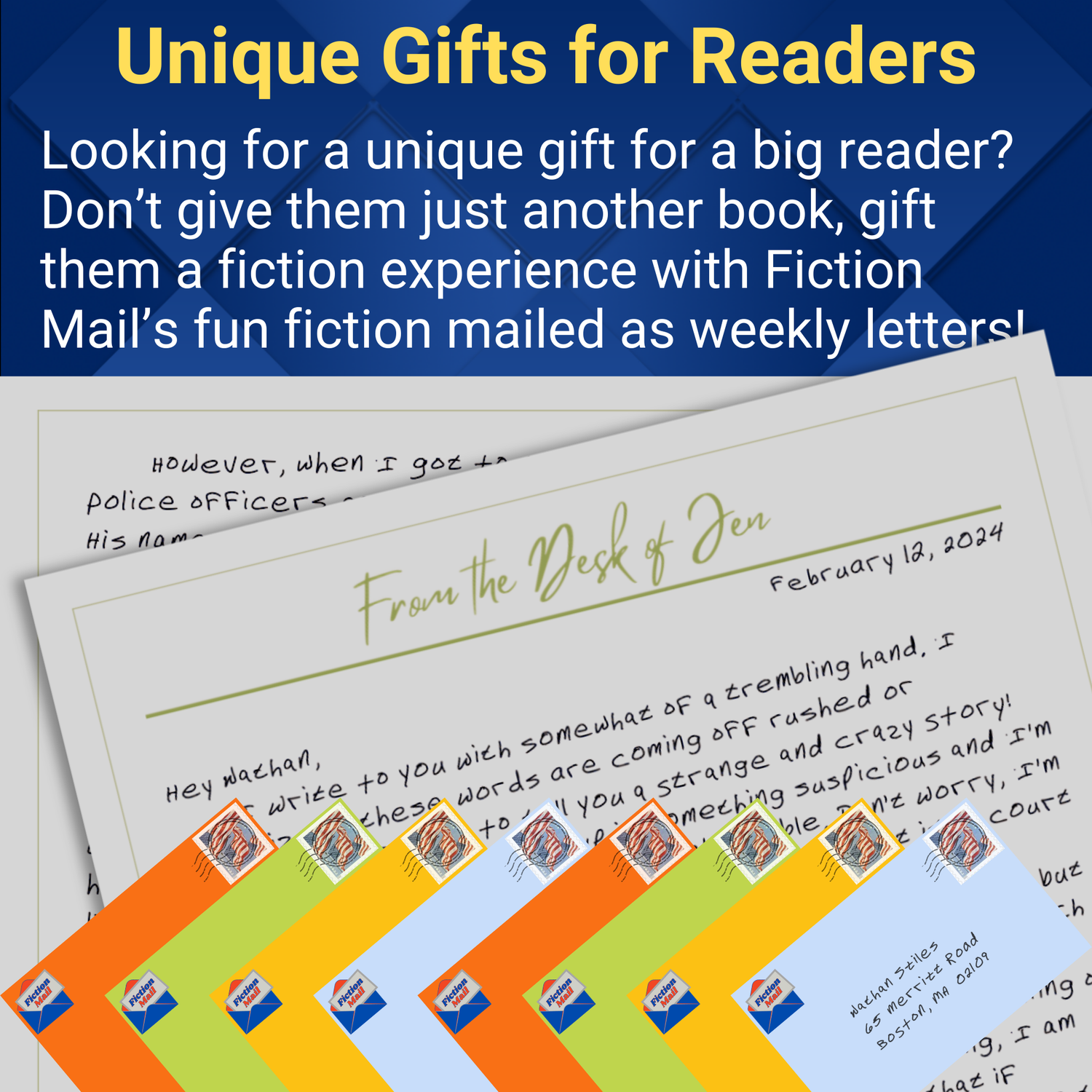Unique Gifts for Readers - Fiction Mail's fiction as weekly letters.