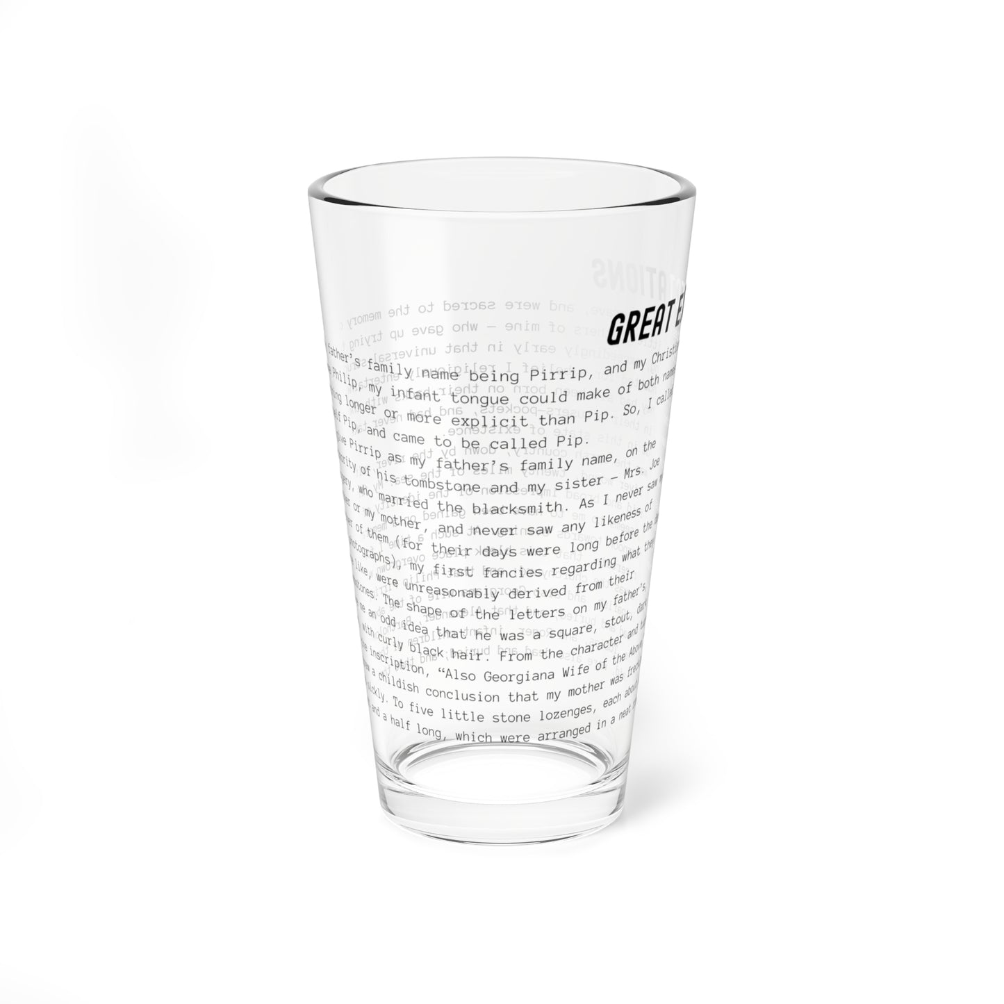 Fiction Pint Glass | Great Expectations Pint Glass | Classic Opening Passage | Book Lover Gift