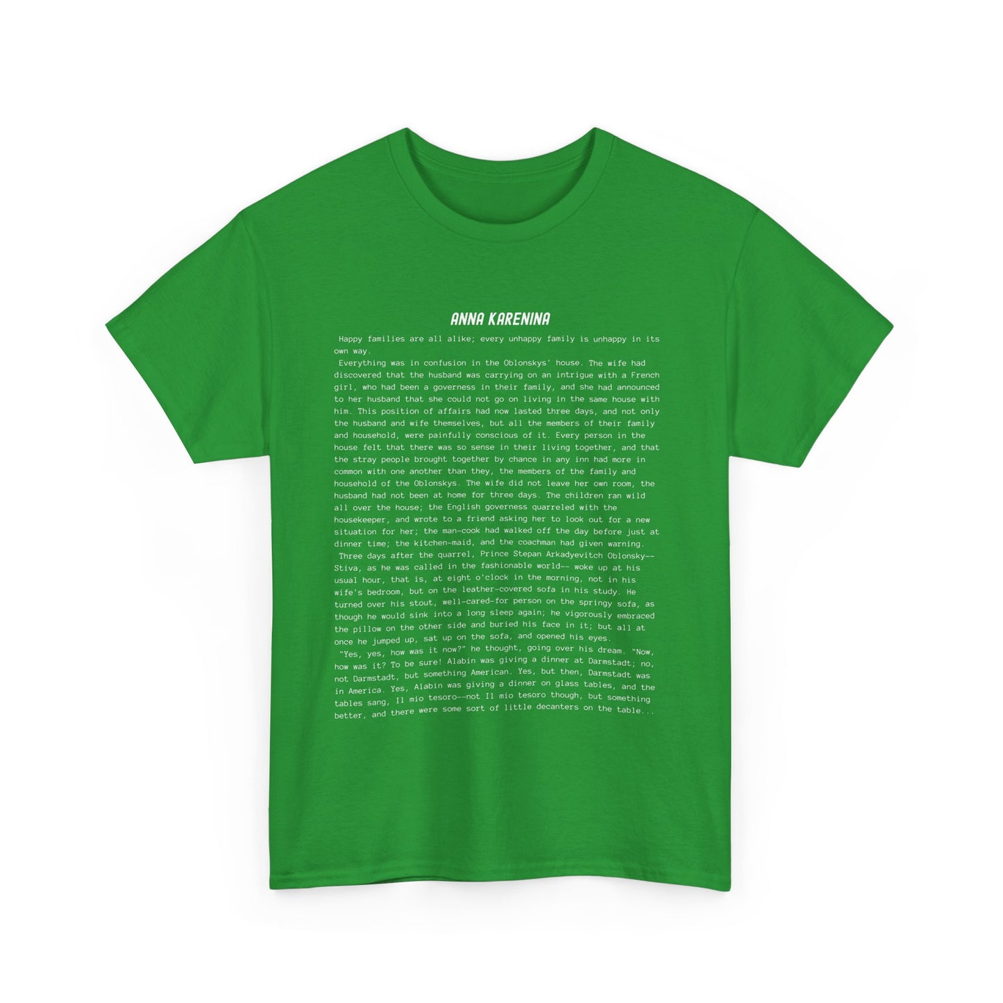 T-Shirt Featuring the Opening Passage of Anna Karenina by Leo Tolstoy