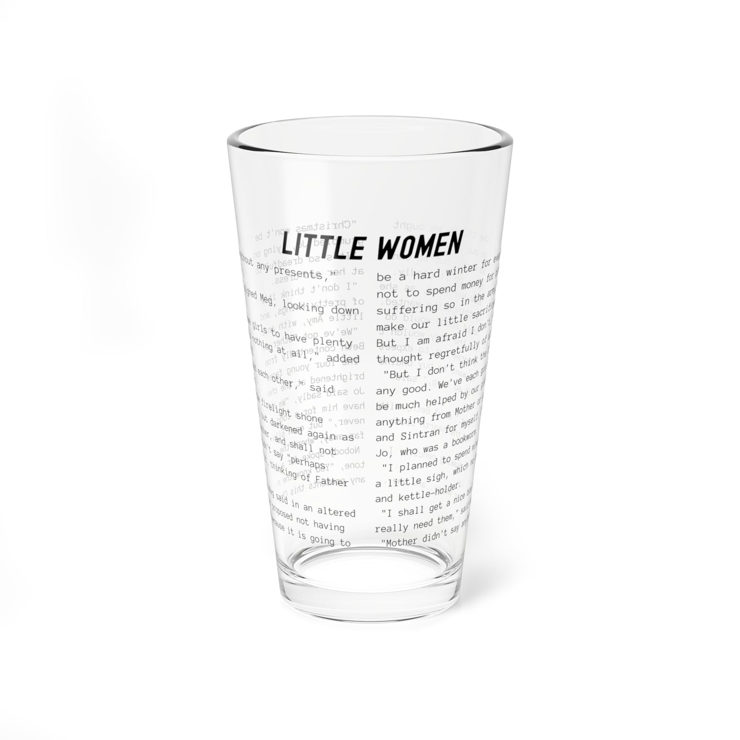 Fiction Pint Glass | Little Women Pint Glass | Classic Opening Passage | Book Lover Gift