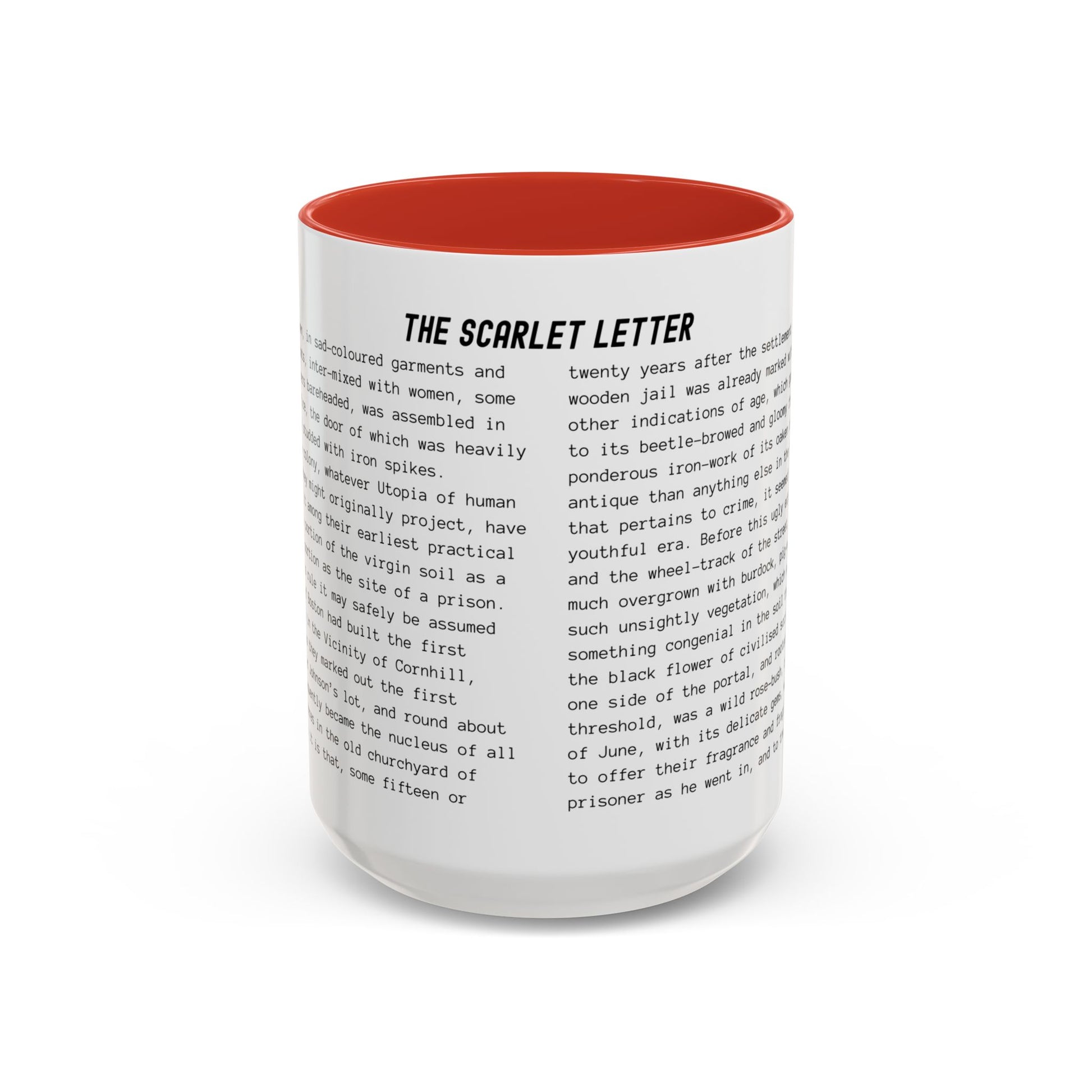 Fiction Coffee Mugs | The Scarlet Letter Mug | Classic Opening Passage | Book Lover Gift