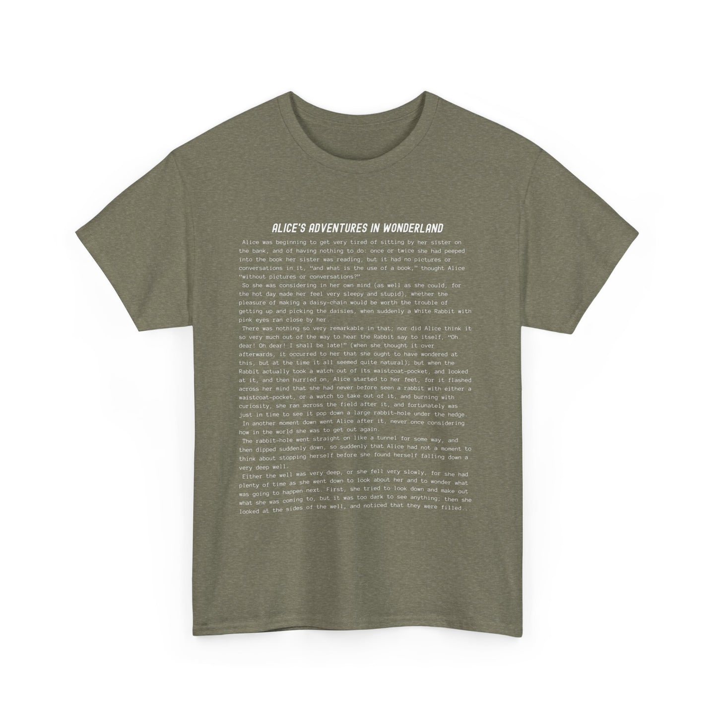 T-Shirt Featuring the Opening Passage of Alice's Adventures in Wonderland by Lewis Carroll