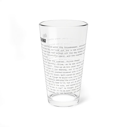 Pint Glass Featuring the Opening Passage of Anna Karenina by Leo Tolstoy