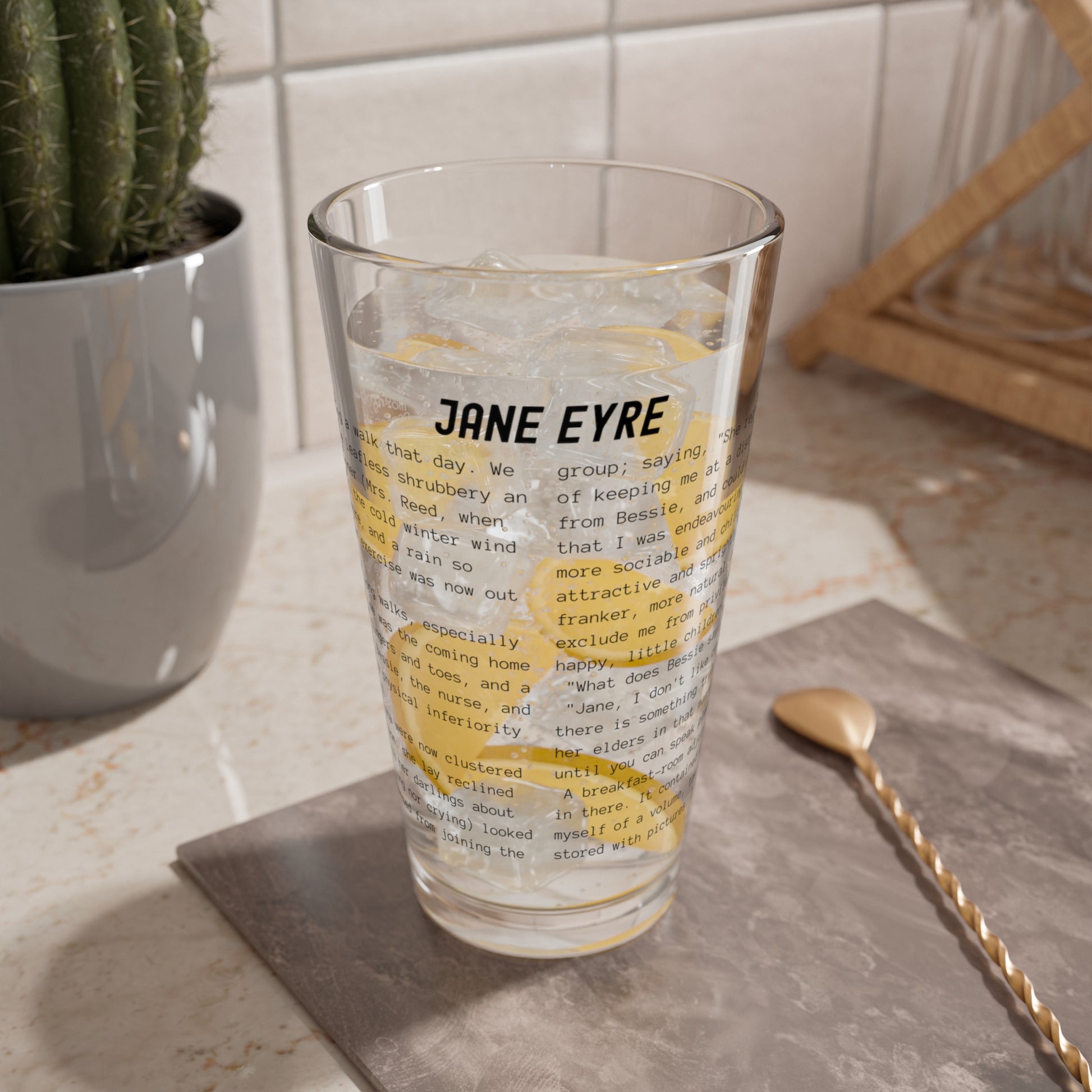 Fiction Pint Glass | Jane Eyre Pint Glass | Classic Opening Passage | Book Lover Gift