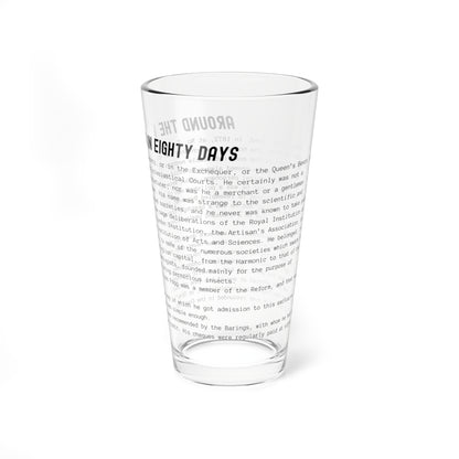 Pint Glass Featuring the Opening Passage of Around the World in Eighty Days by Jules Verne