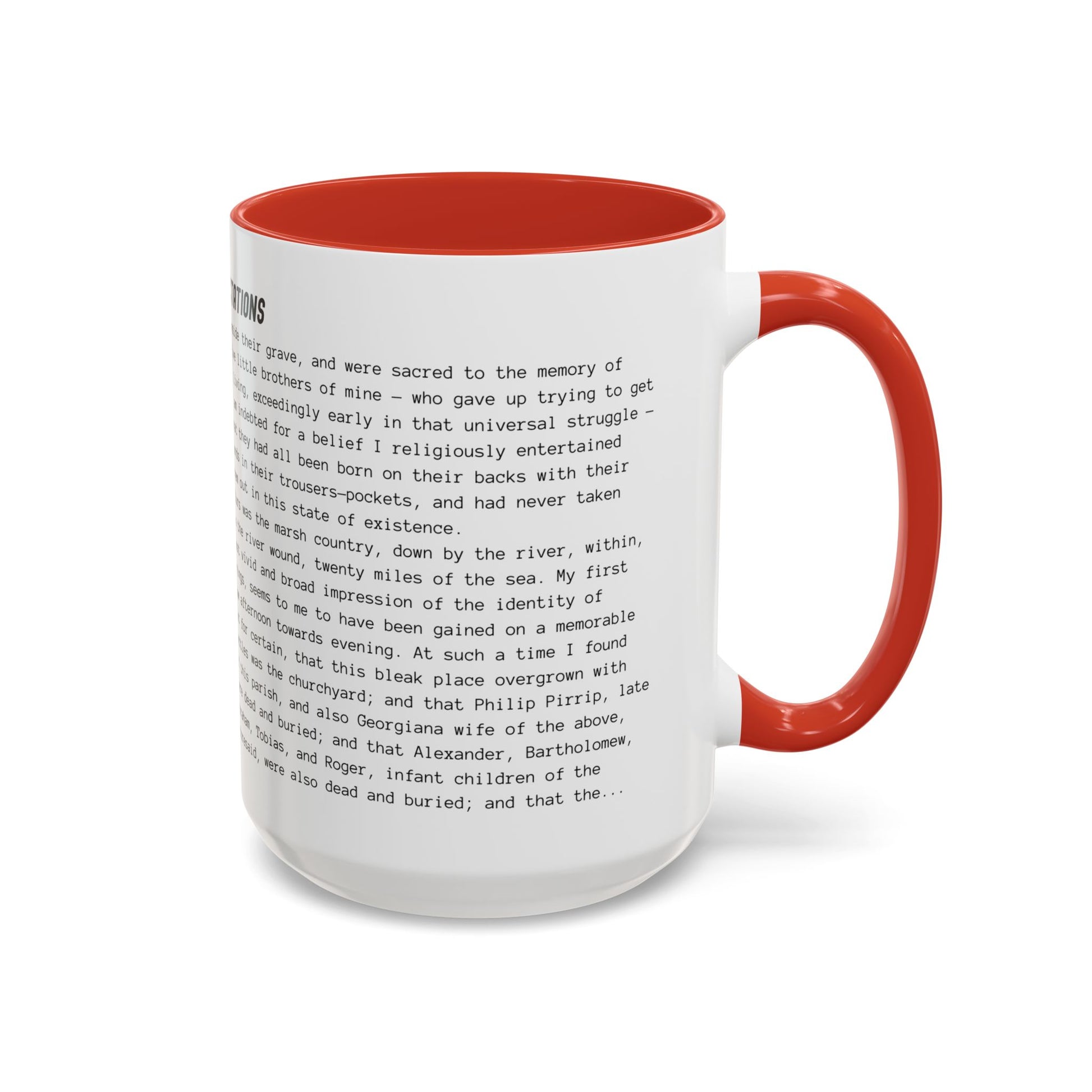 Fiction Coffee Mugs | Great Expectations Mug | Classic Opening Passage | Book Lover Gift