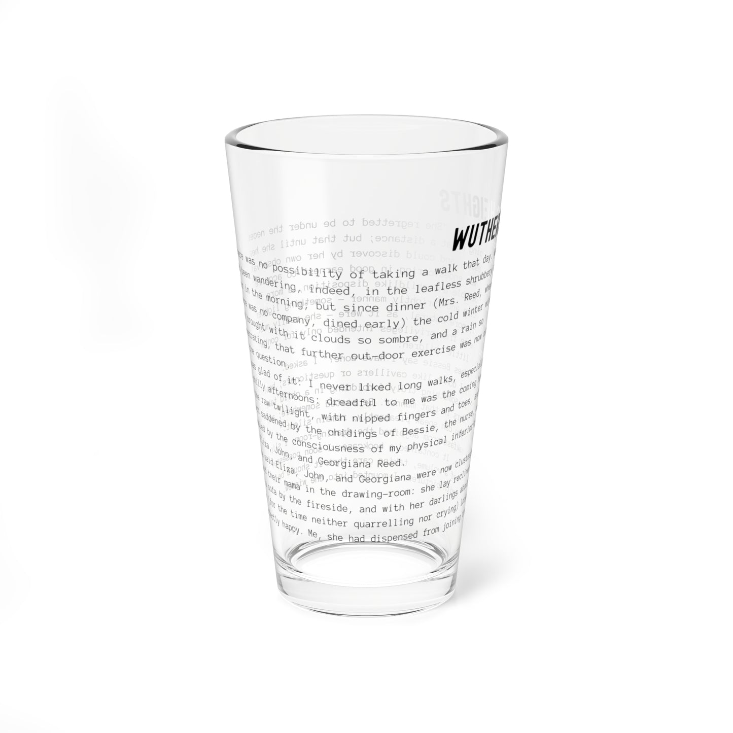 Fiction Pint Glass | Wuthering Heights Pint Glass | Classic Opening Passage | Book Lover Gift