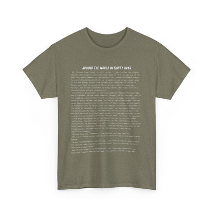 T-Shirt Featuring the Opening Passage of Around the World in Eighty Days by Jules Verne