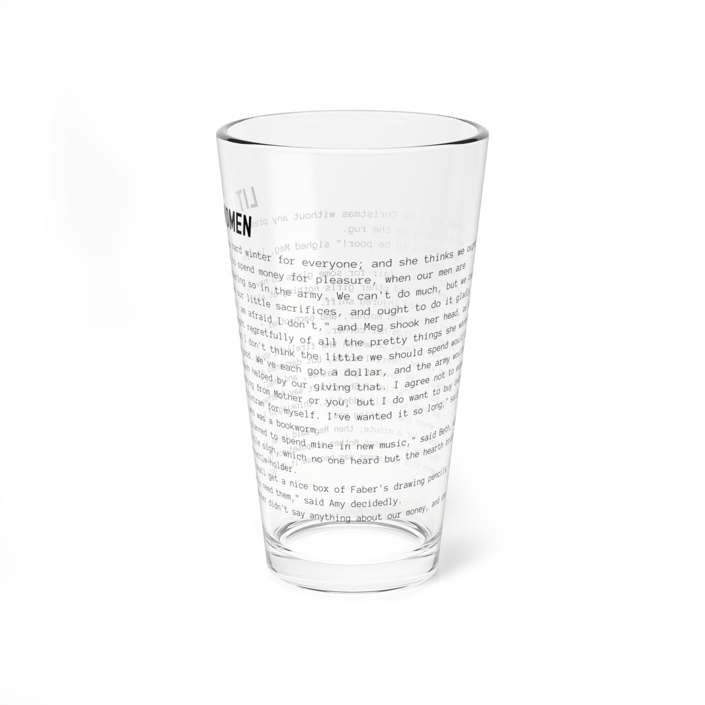 Fiction Pint Glass | Little Women Pint Glass | Classic Opening Passage | Book Lover Gift