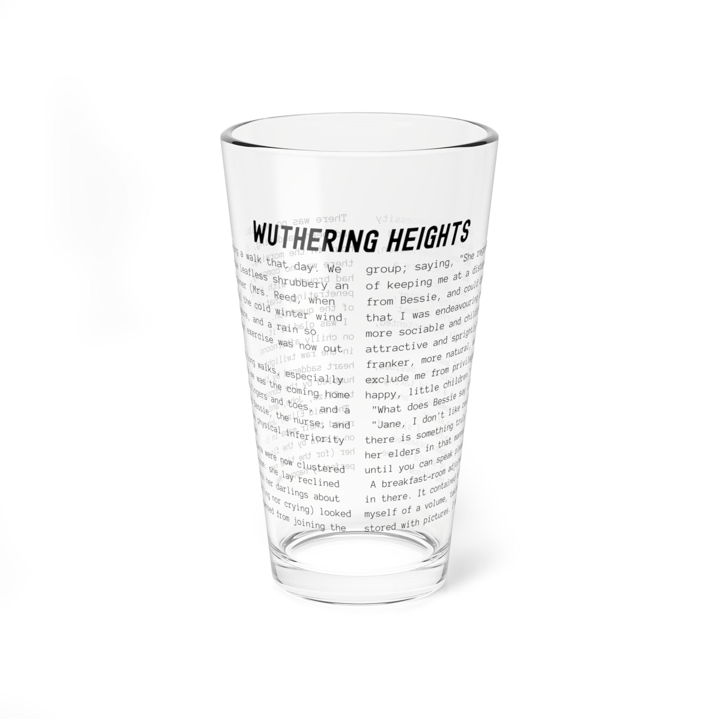 Fiction Pint Glass | Wuthering Heights Pint Glass | Classic Opening Passage | Book Lover Gift