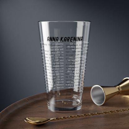 Pint Glass Featuring the Opening Passage of Anna Karenina by Leo Tolstoy