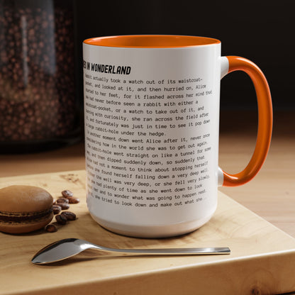 Coffee Mug Featuring the Opening Passage of Alice's Adventures in Wonderland by Lewis Carroll