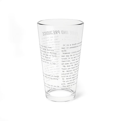 Fiction Pint Glass | Pride and Prejudice Pint Glass | Classic Opening Passage | Book Lover Gift