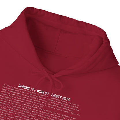 Hoodie Featuring the Opening Passage of Around the World in Eighty Days by Jules Verne