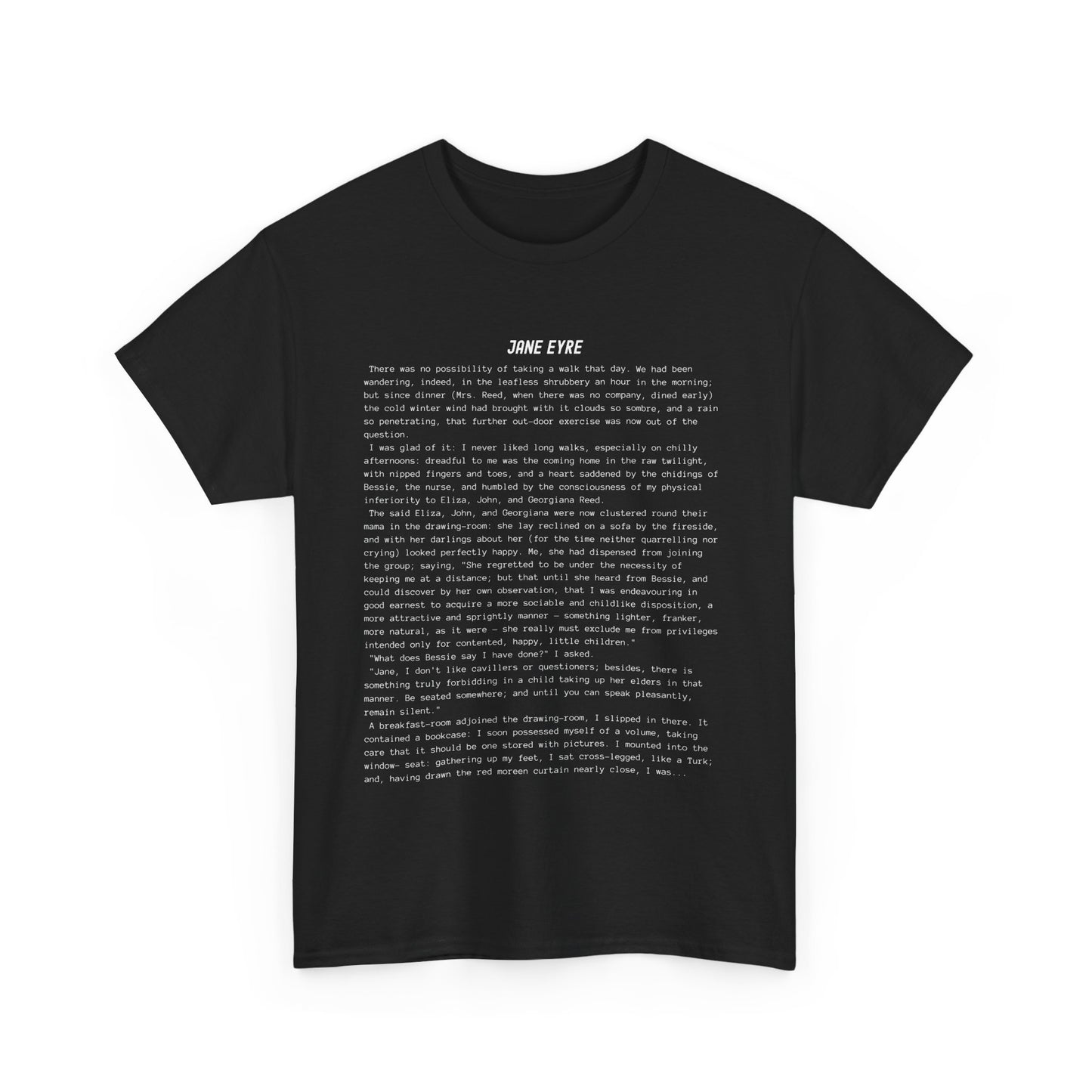 Fiction Shirts | Jane Eyre Literary T-Shirt | Classic Opening Passage | 100% Cotton Shirt | Book Lover Gift