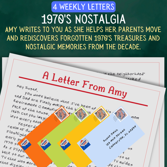 Promotional Graphic for Fiction Mail 1970s Nostalgia Series of Stories as Letters