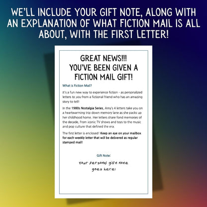 Sample gift note for a Fiction Mail series