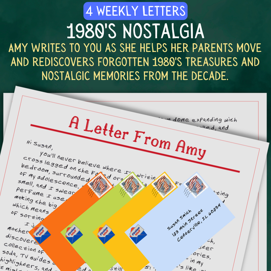 Promotional Graphic for Fiction Mail 1980s Nostalgia Series of Stories as Letters