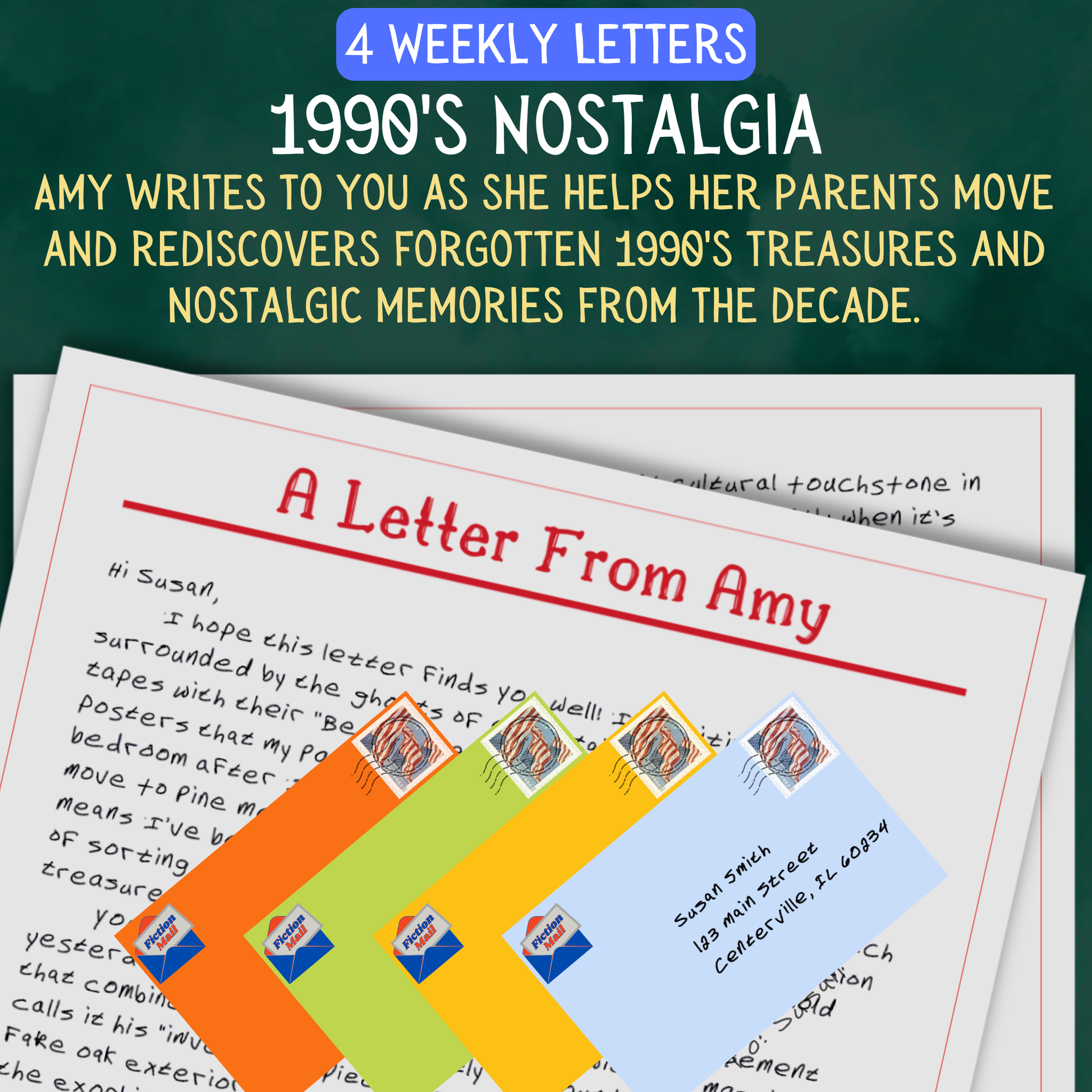 Promotional Graphic for Fiction Mail 1990s Nostalgia Series of Stories as Letters