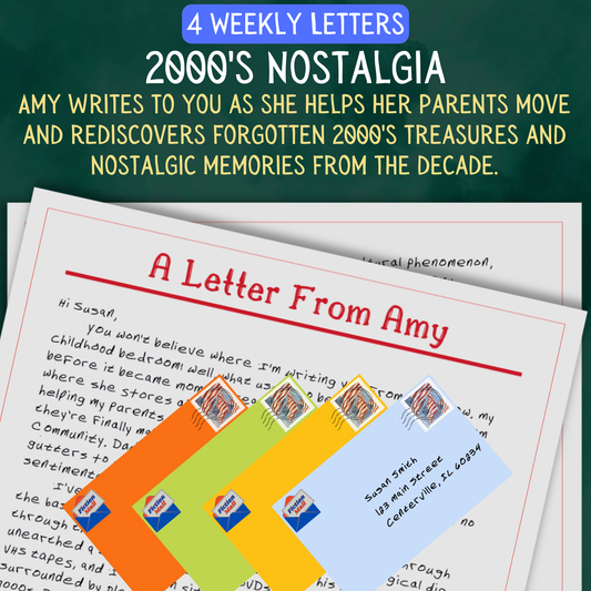 Promotional Graphic for Fiction Mail 2000s Nostalgia Series of Stories as Letters