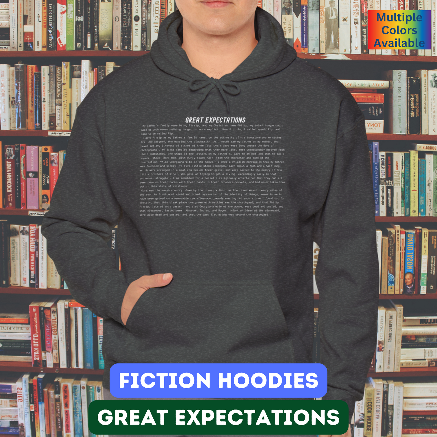 Fiction Hoodies | The Great Expectations Literary Hoodie | Classic Opening Passage | Book Lover Gift | Charles Dickens