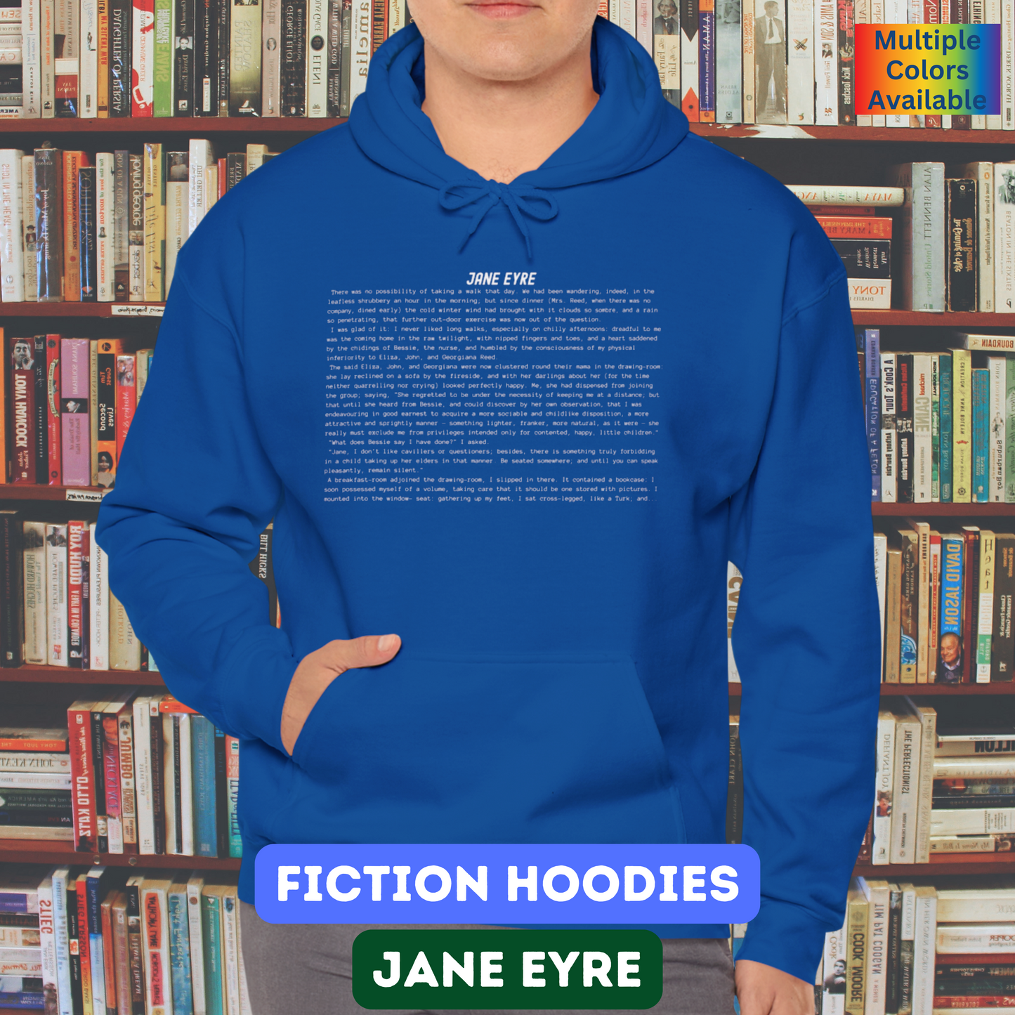 Fiction Hoodies | Jane Eyre Literary Hoodie | Classic Opening Passage | Book Lover Gift | Charlotte Brontë