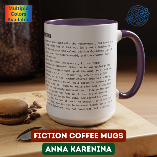 Coffee Mug Featuring the Opening Passage of Anna Karenina by Leo Tolstoy