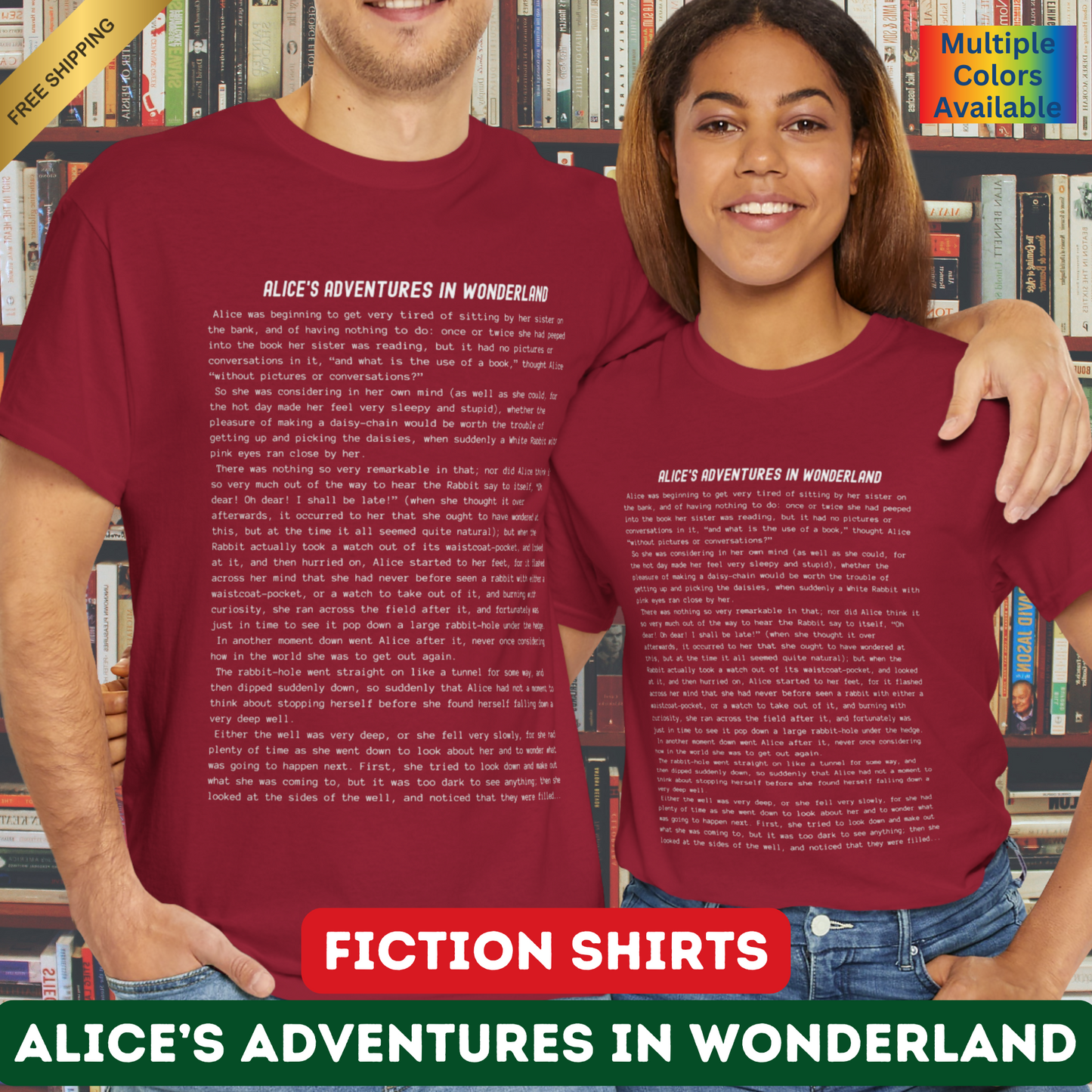 T-Shirt Featuring the Opening Passage of Alice's Adventures in Wonderland by Lewis Carroll