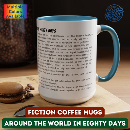 Coffee Mug Featuring the Opening Passage of Around the World in Eighty Days by Jules Verne