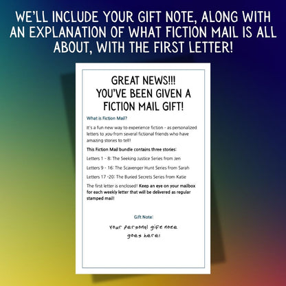 Sample gift note for a Fiction Mail series
