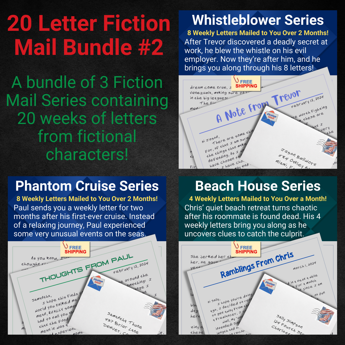 Fiction Mail 20 Letter Bundle of Letters from Fictional Characters