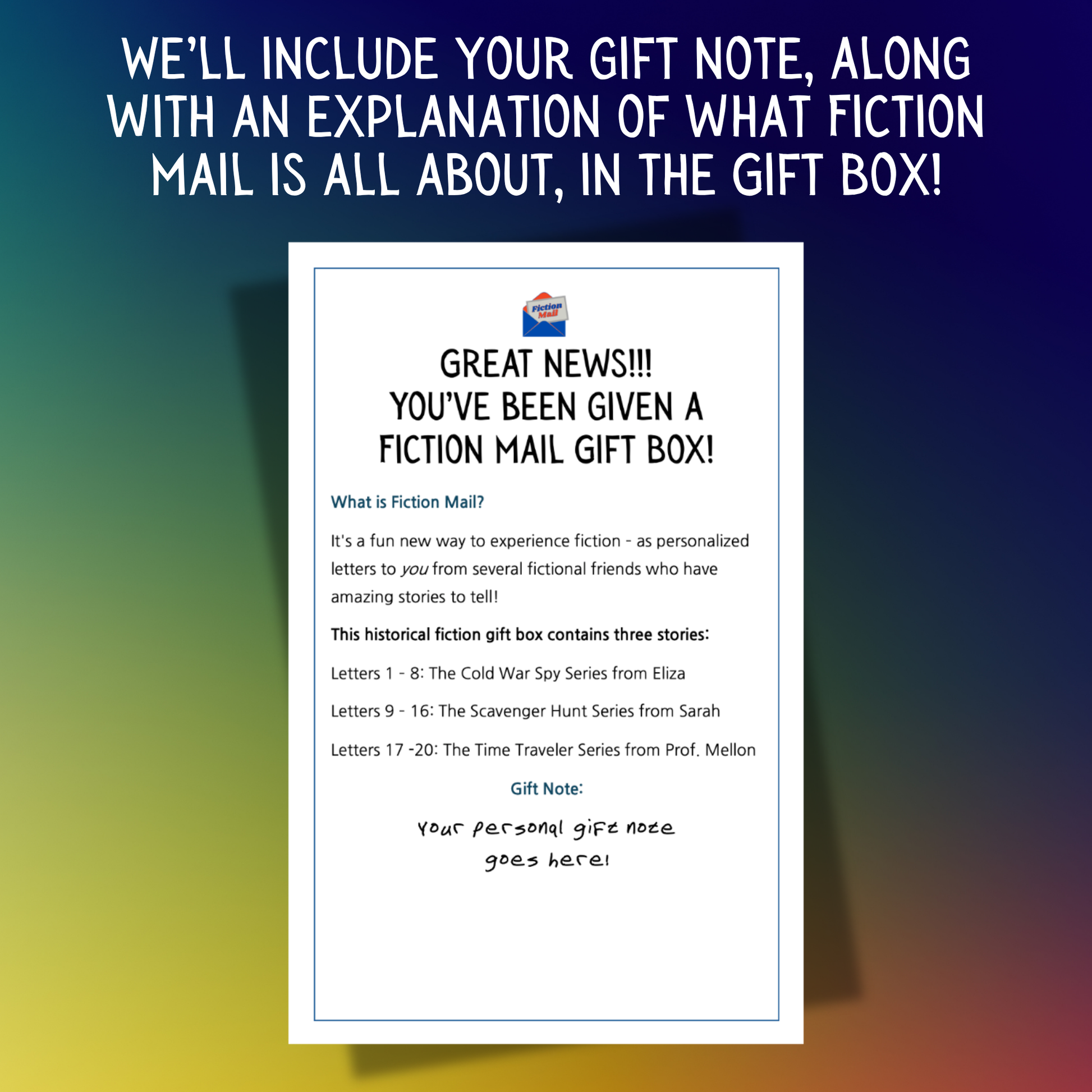 Historical Fiction Gift Box Personal Gift Note