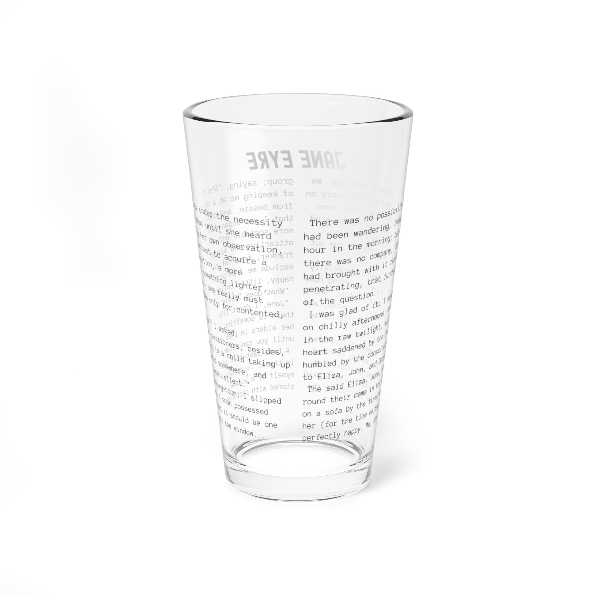 Fiction Pint Glass | Jane Eyre Pint Glass | Classic Opening Passage | Book Lover Gift