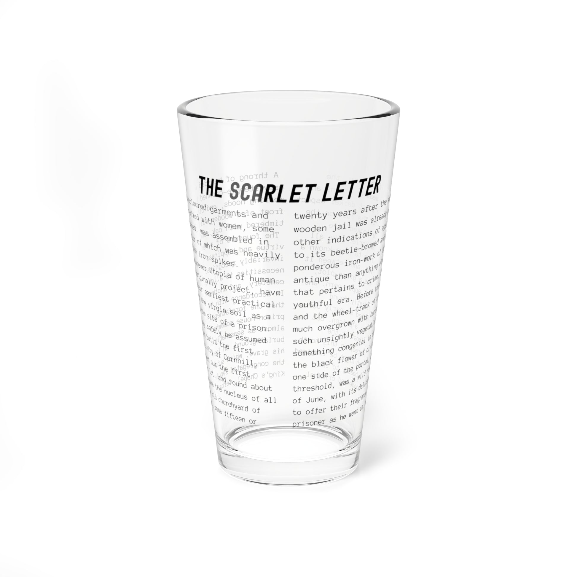 Fiction Pint Glass | The Scarlet Letter Pint Glass | Classic Opening Passage | Book Lover Gift