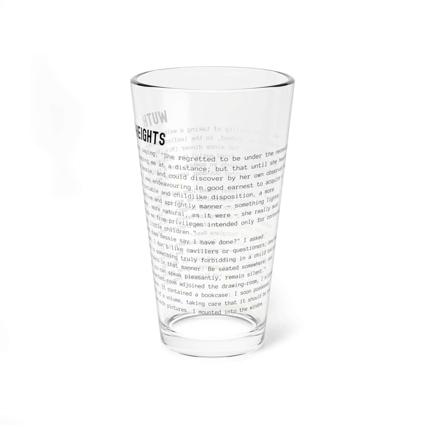 Fiction Pint Glass | Wuthering Heights Pint Glass | Classic Opening Passage | Book Lover Gift