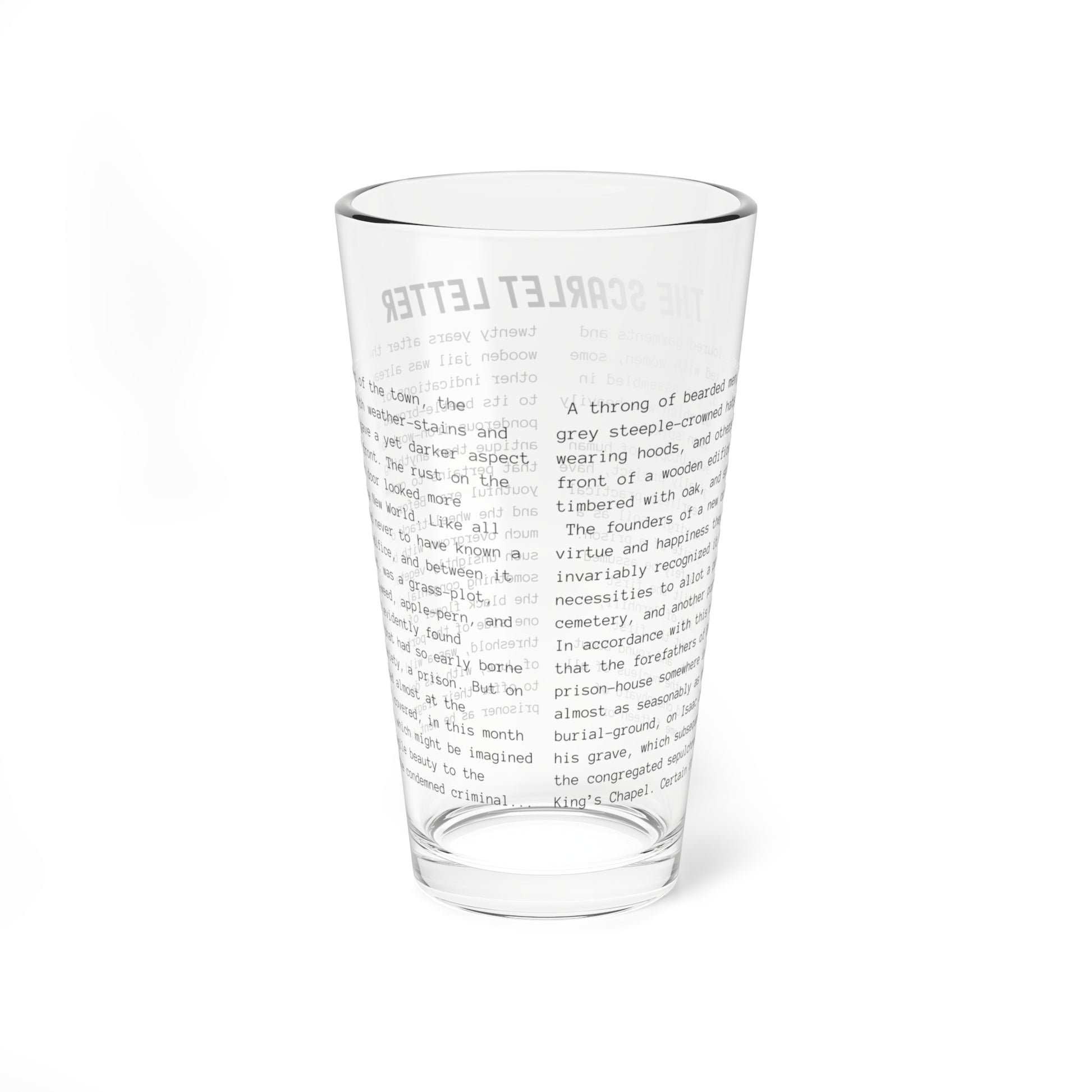 Fiction Pint Glass | The Scarlet Letter Pint Glass | Classic Opening Passage | Book Lover Gift