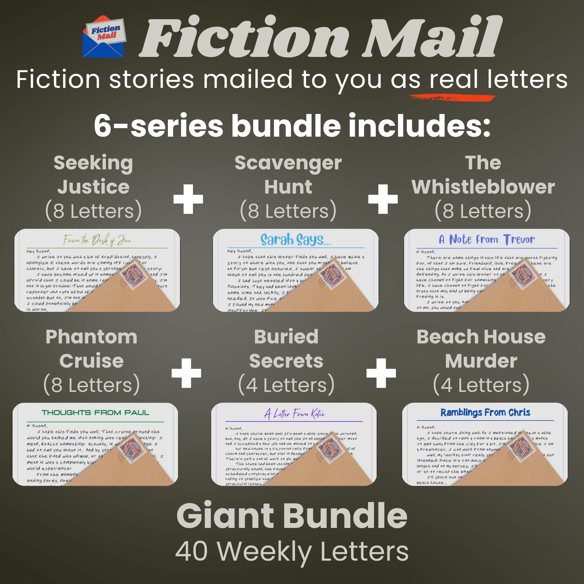Giant Letter Bundle: 6 fiction series, 40 real letters mailed to you ...