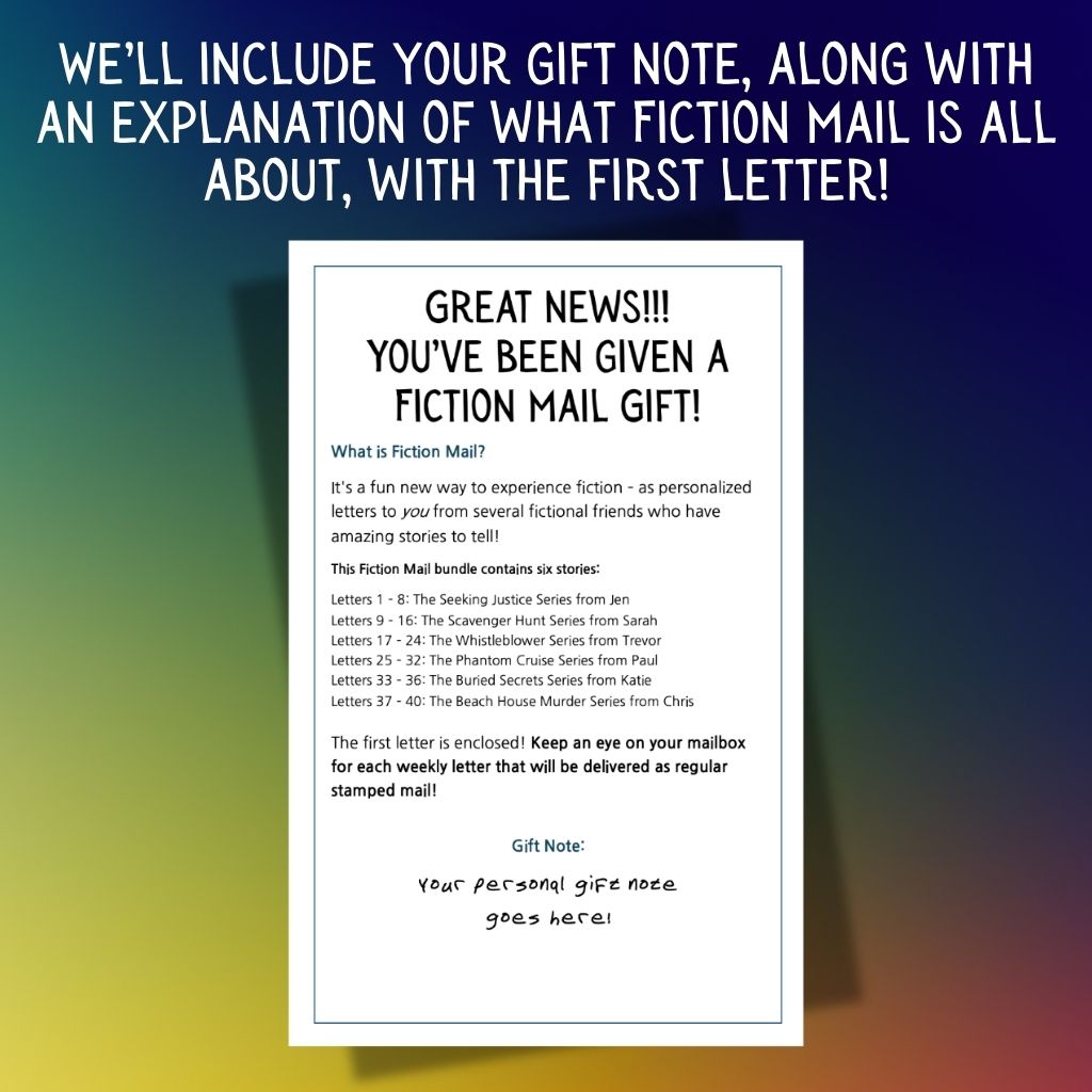 Sample gift note for a Fiction Mail series
