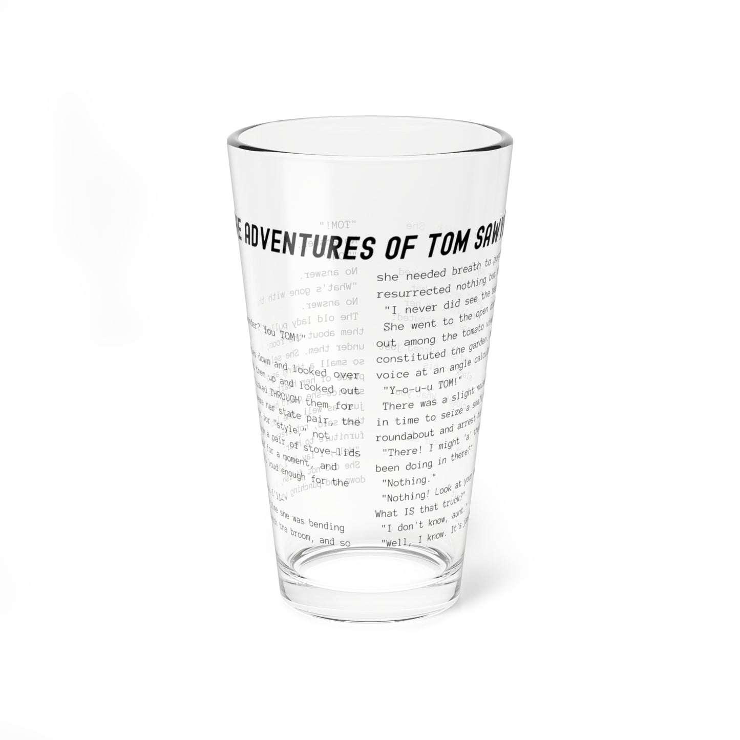 Fiction Pint Glass | The Adventures of Tom Sawyer Pint Glass | Classic Opening Passage | Book Lover Gift