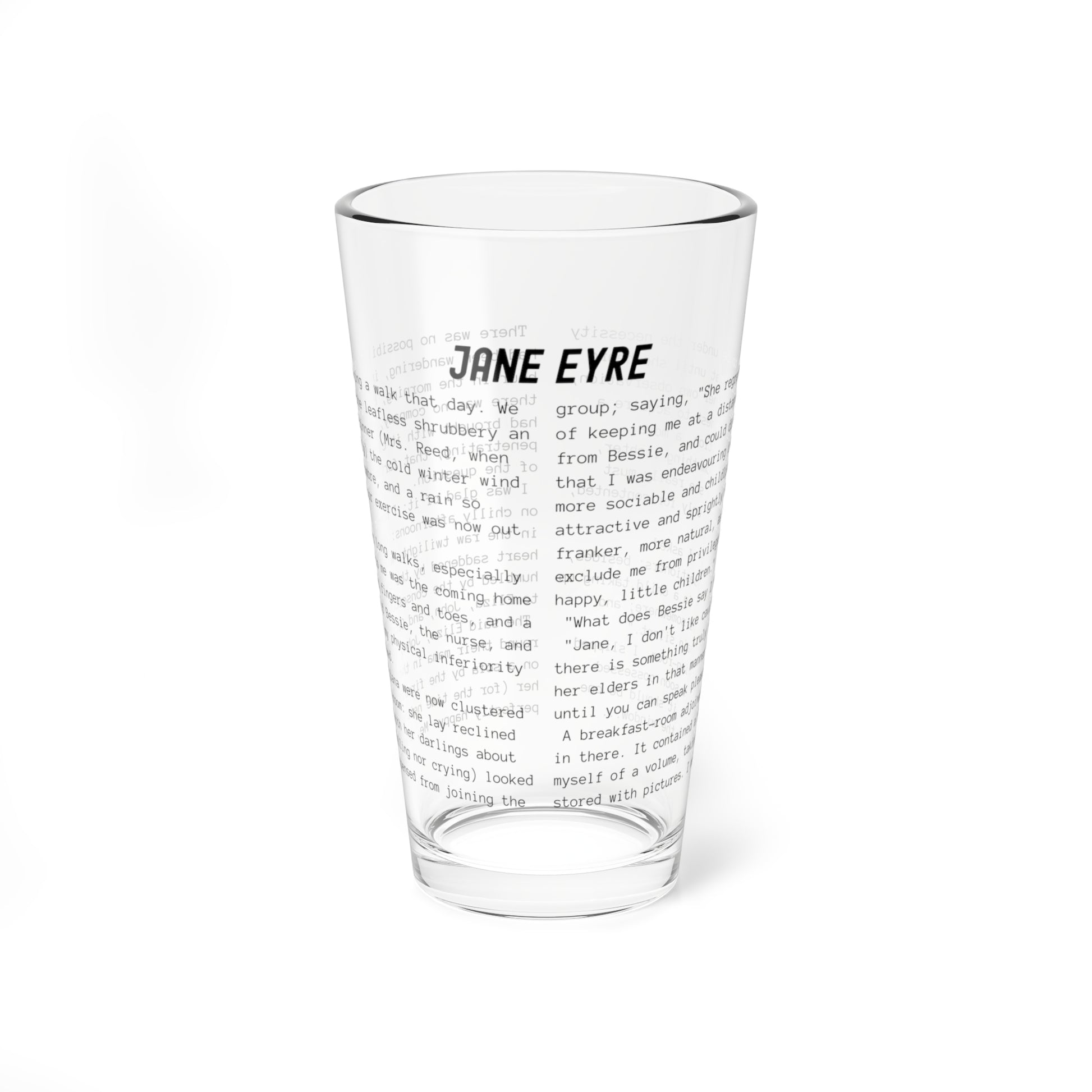 Fiction Pint Glass | Jane Eyre Pint Glass | Classic Opening Passage | Book Lover Gift