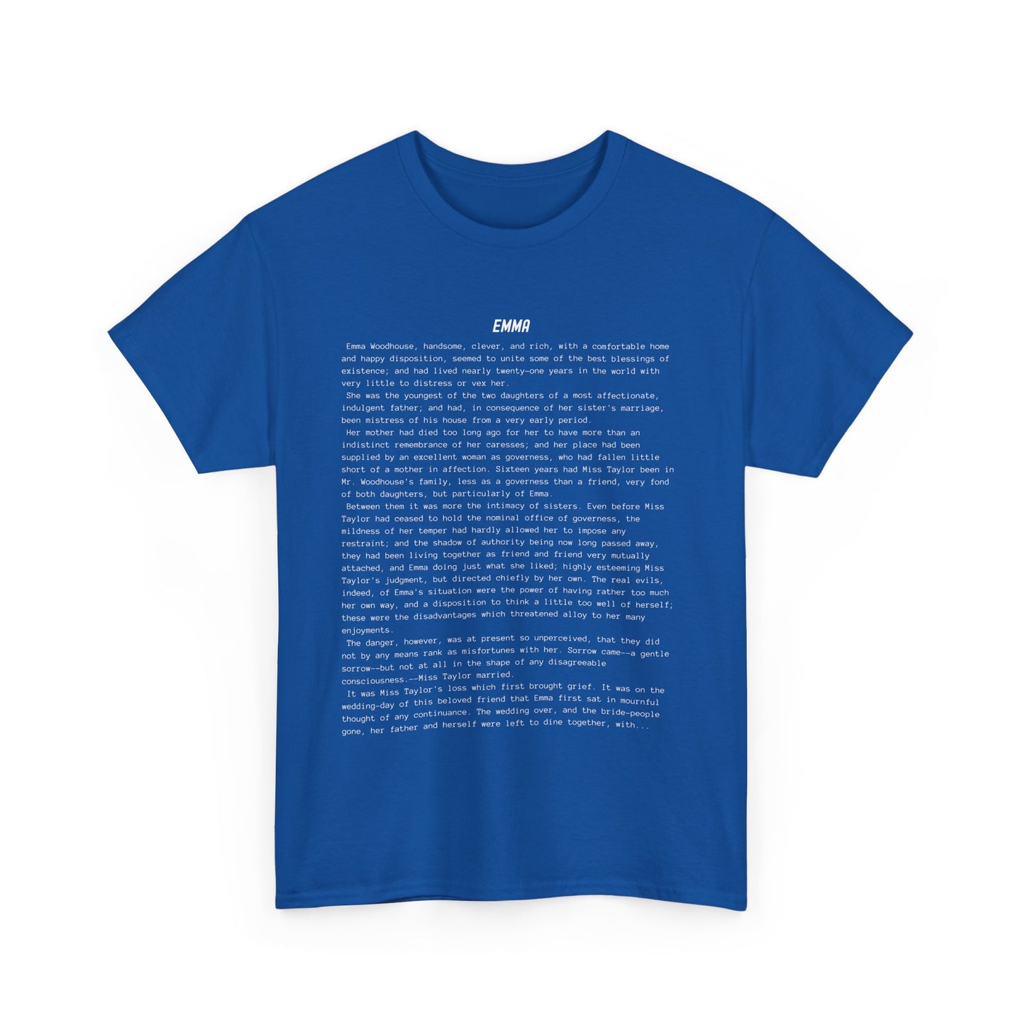 Fiction Shirts | Emma Literary T-Shirt | Classic Opening Passage | 100% Cotton Shirt | Book Lover Gift