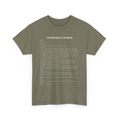 Fiction Shirts | The Adventures of Tom Sawyer Literary T-Shirt | Classic Opening Passage | 100% Cotton Shirt | Book Lover Gift