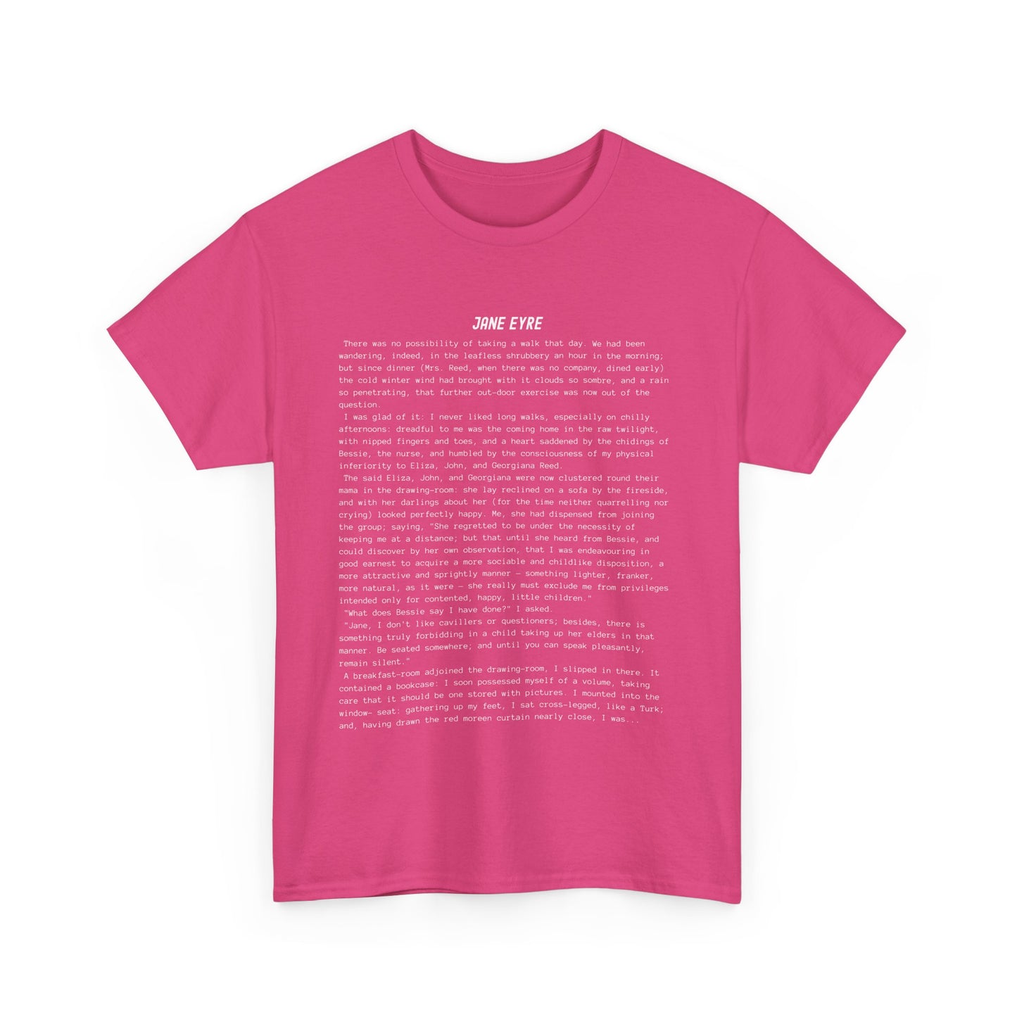 Fiction Shirts | Jane Eyre Literary T-Shirt | Classic Opening Passage | 100% Cotton Shirt | Book Lover Gift