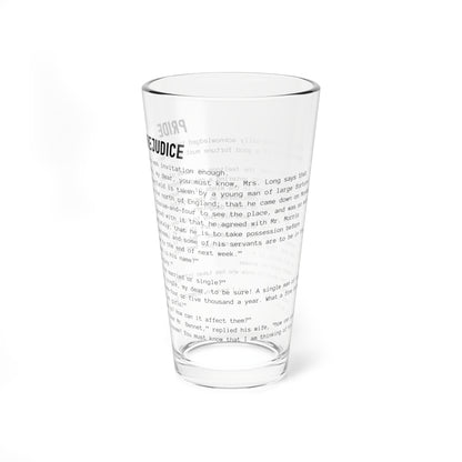 Fiction Pint Glass | Pride and Prejudice Pint Glass | Classic Opening Passage | Book Lover Gift