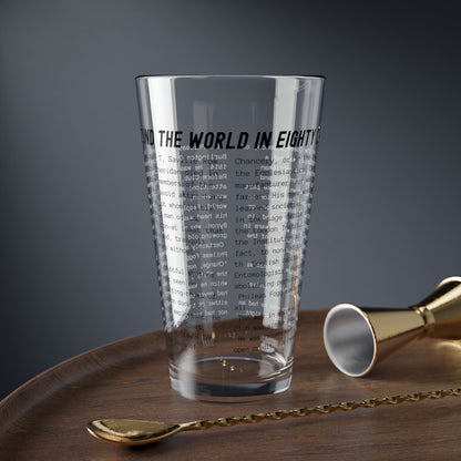 Pint Glass Featuring the Opening Passage of Around the World in Eighty Days by Jules Verne