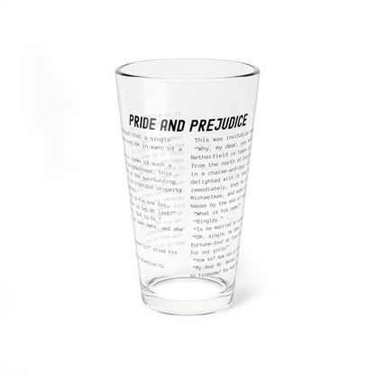 Fiction Pint Glass | Pride and Prejudice Pint Glass | Classic Opening Passage | Book Lover Gift