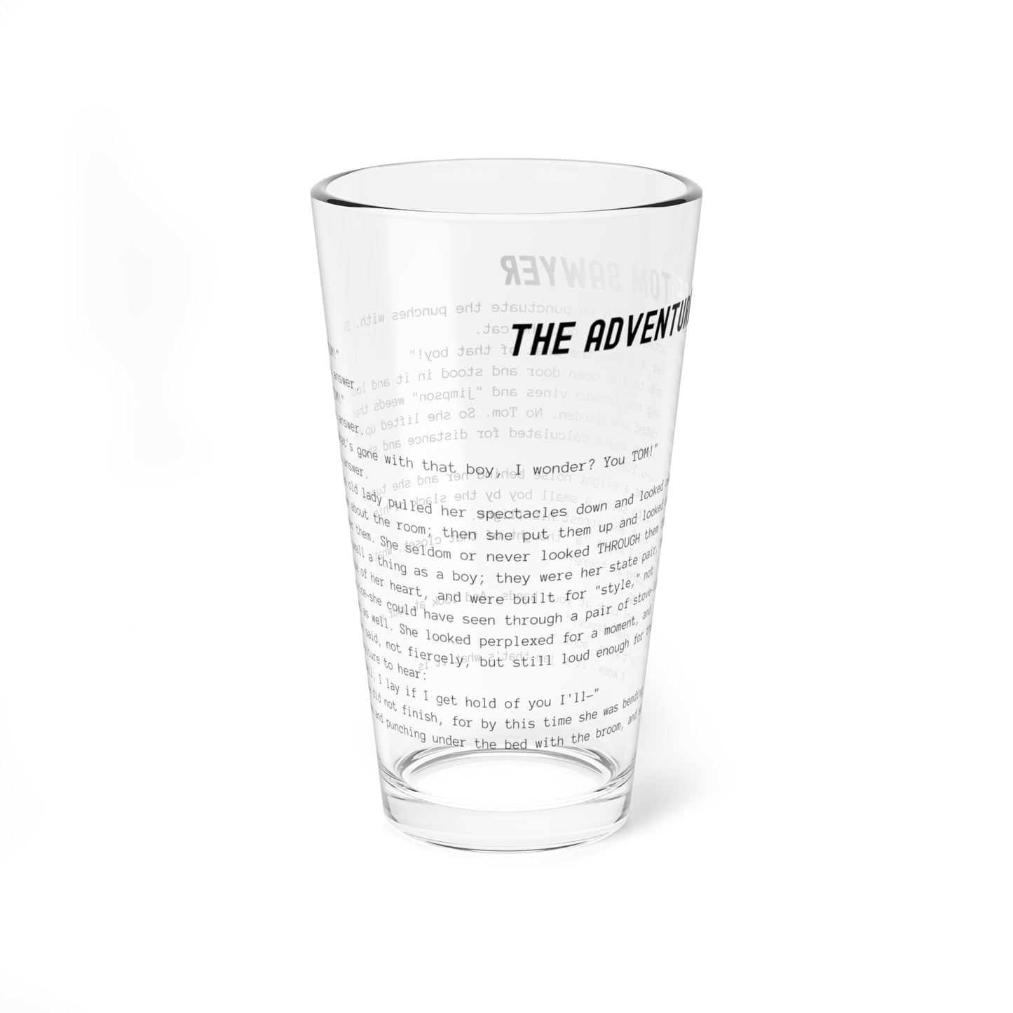 Fiction Pint Glass | The Adventures of Tom Sawyer Pint Glass | Classic Opening Passage | Book Lover Gift